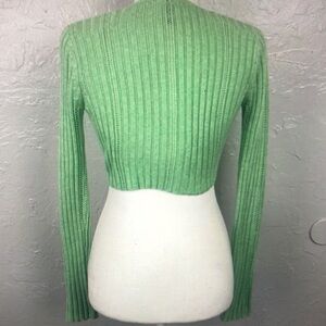 Green Ribbed Women's Cardigan